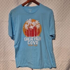 Chaps Light Blue T-Shirt with Palm Graphic